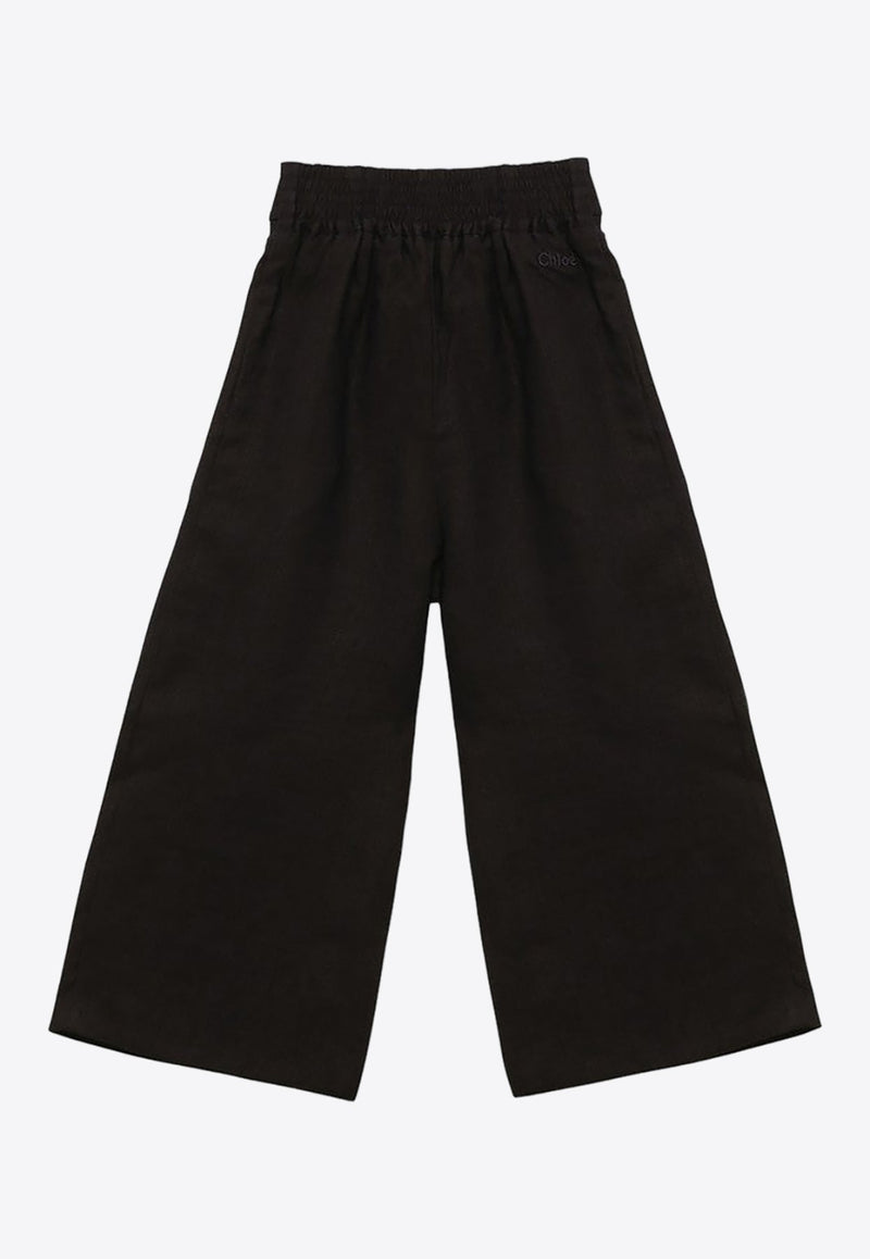 Girls Wide-Leg Pants with Bow Detail