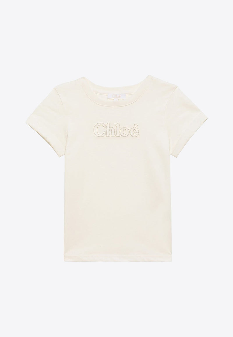 Girls Logo Embroidered Crewneck T-shirt