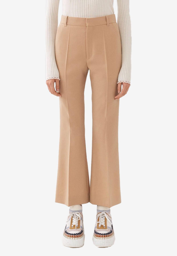 Cropped Boot-Cut Pants in Wool