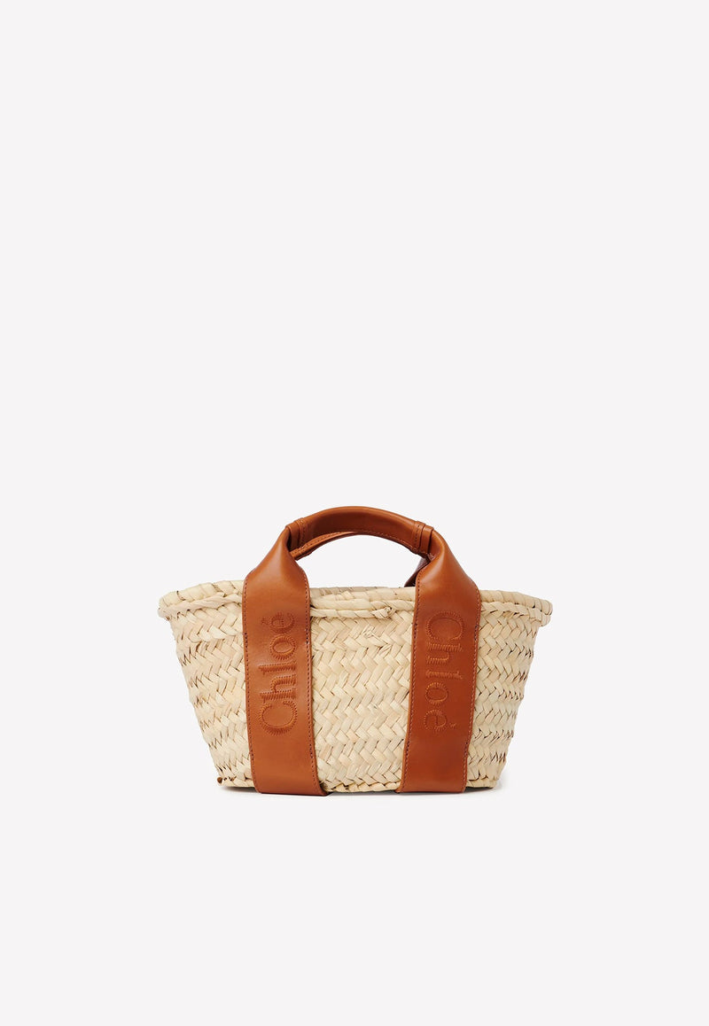 Logo Beach Bag in Leather And Raffia