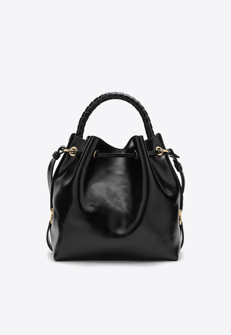 Marcie Shiny Leather Bucket Bag