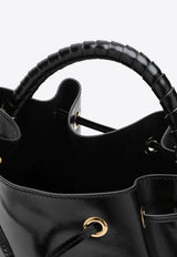 Marcie Shiny Leather Bucket Bag