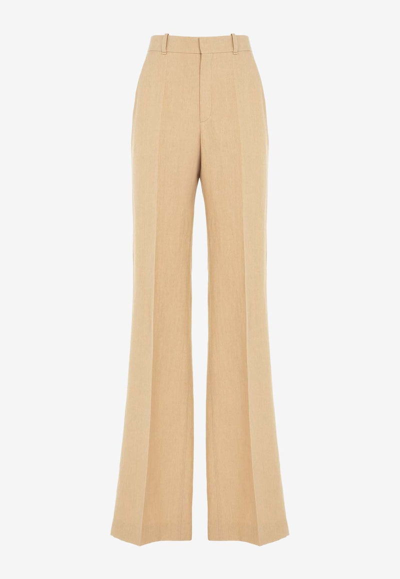 High-Waisted Linen Tailored Pants