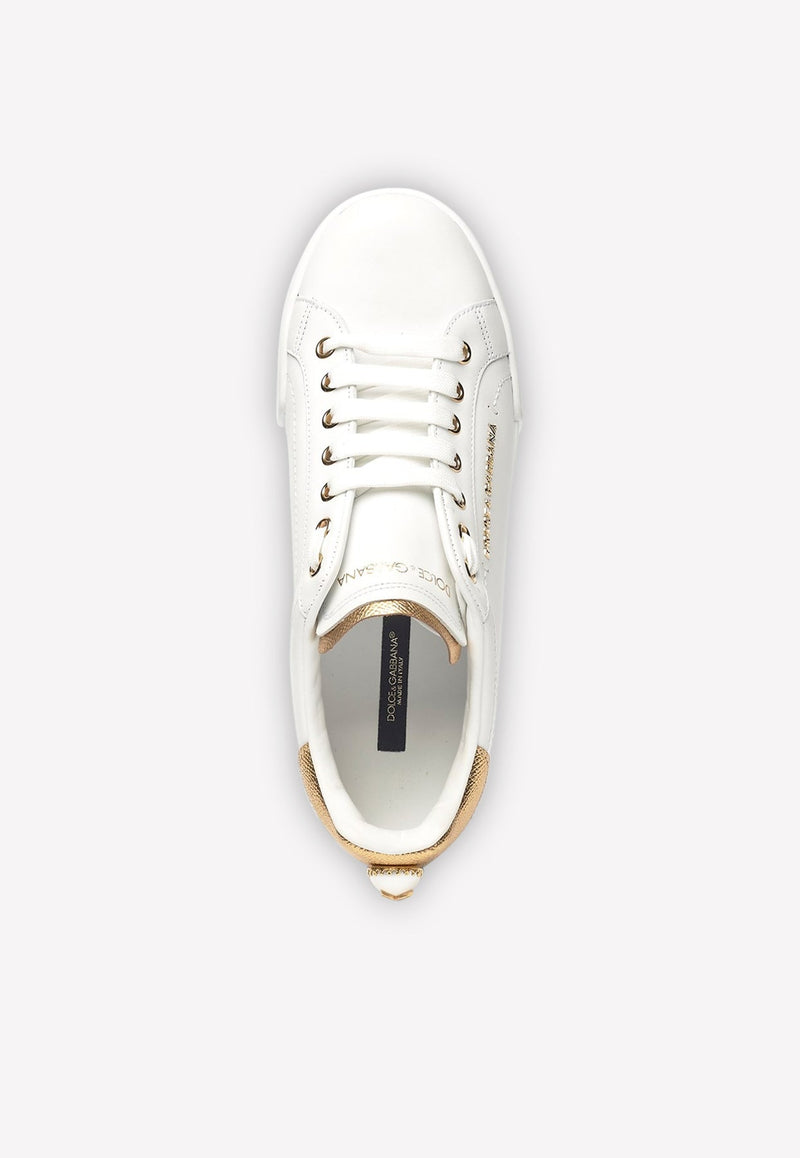 Portofino Calf Leather Sneakers with Logo Lettering