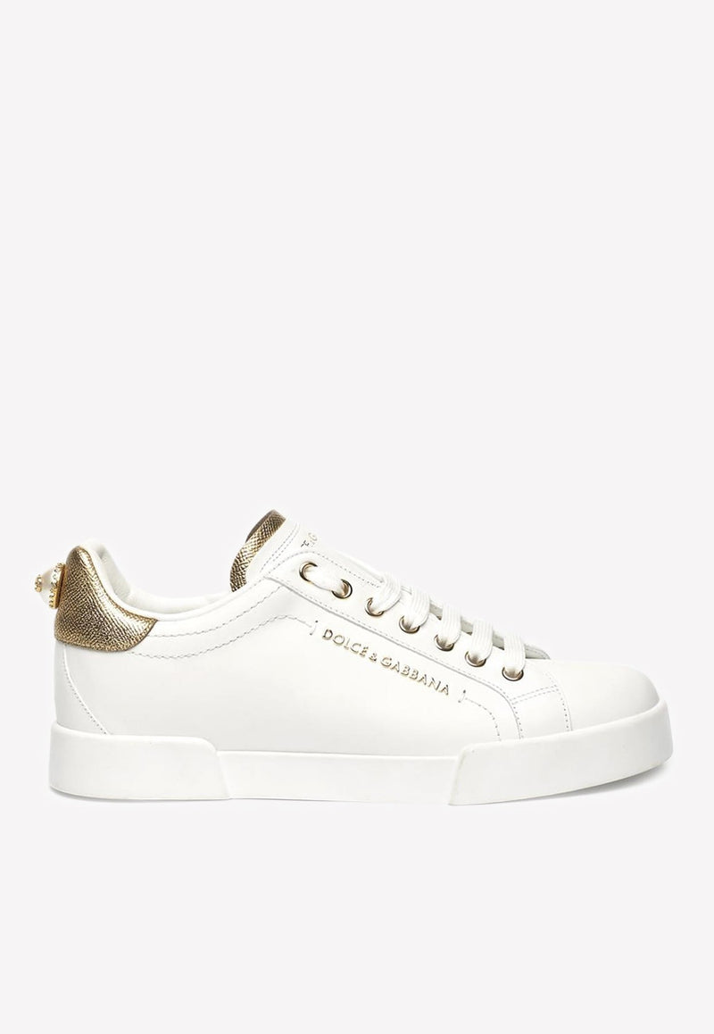 Portofino Calf Leather Sneakers with Logo Lettering