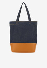 Axelle Denim and Leather Logo Tote Bag