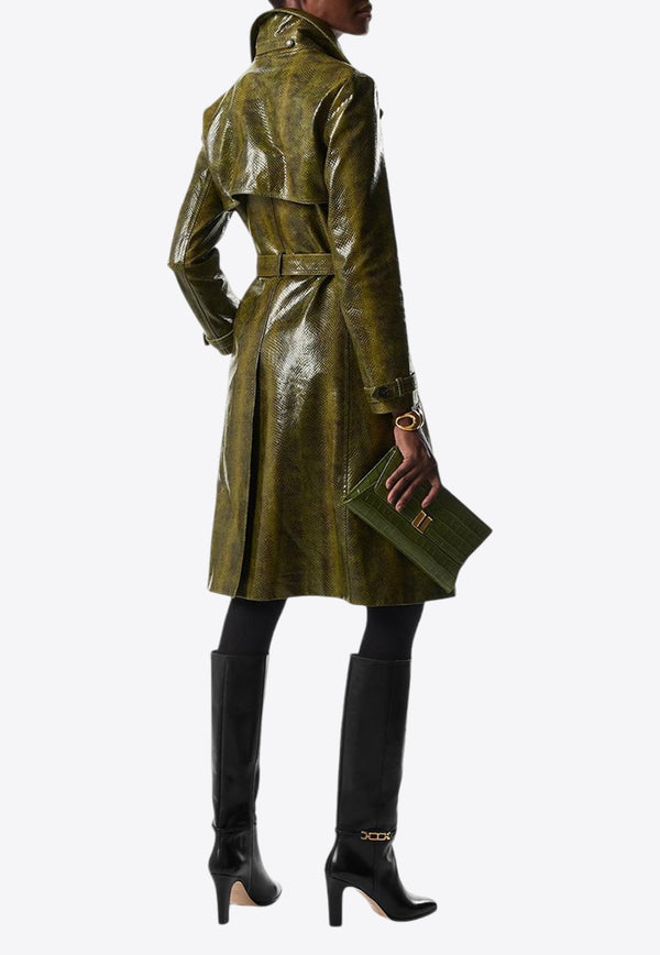 Ayers Print Leather Trench Coat