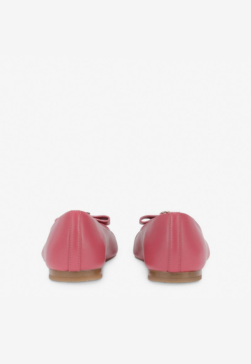 Girls Bow Detail Leather Ballerinas