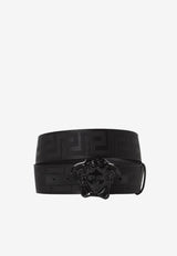 Greca Jacquard Medusa Leather Belt