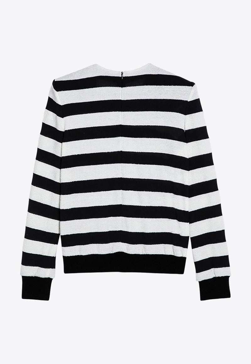 Button Embellished Striped Sweater