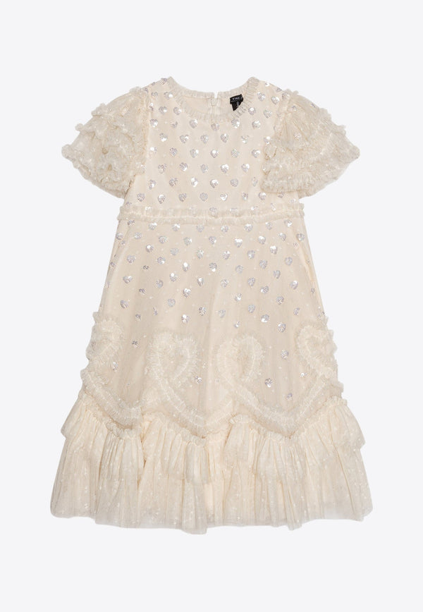 Girls Love Letter Sequin-Embellished Dress