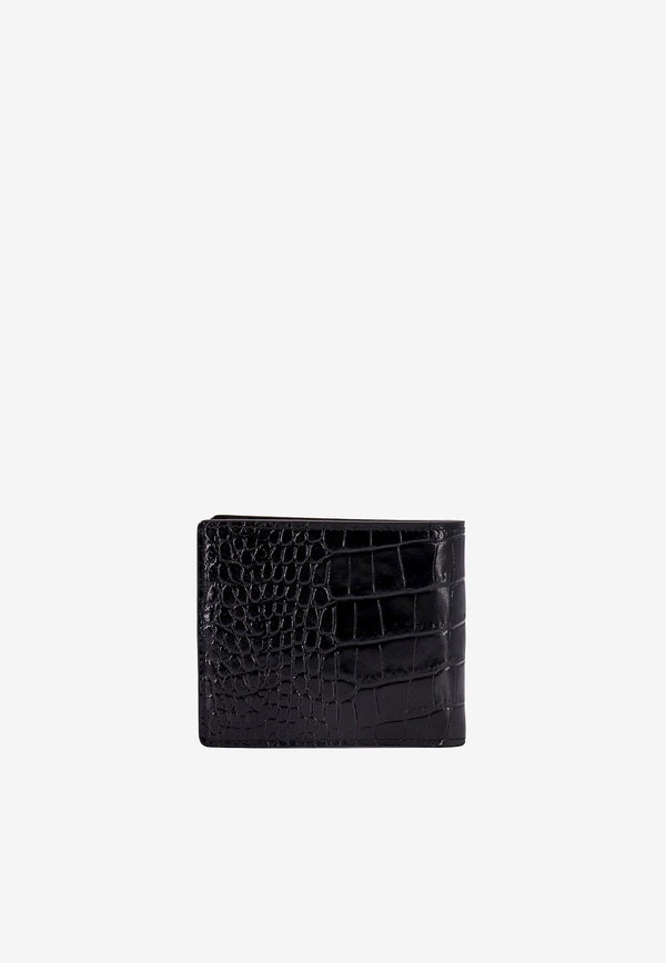 Medusa Biggie Croc-Embossed Leather Wallet