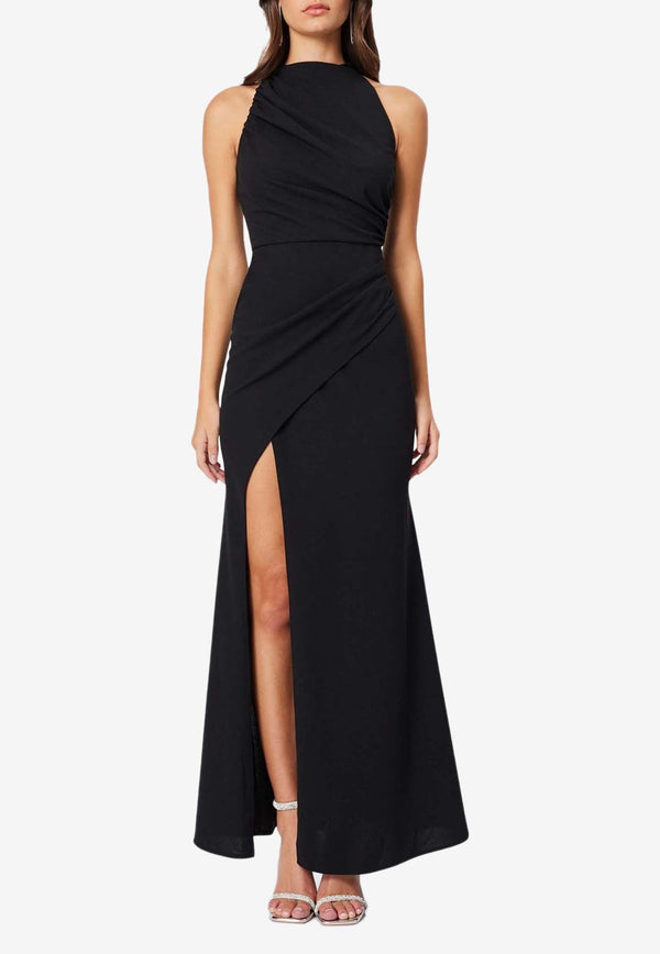 Jade High-Neck Draped Maxi Dress