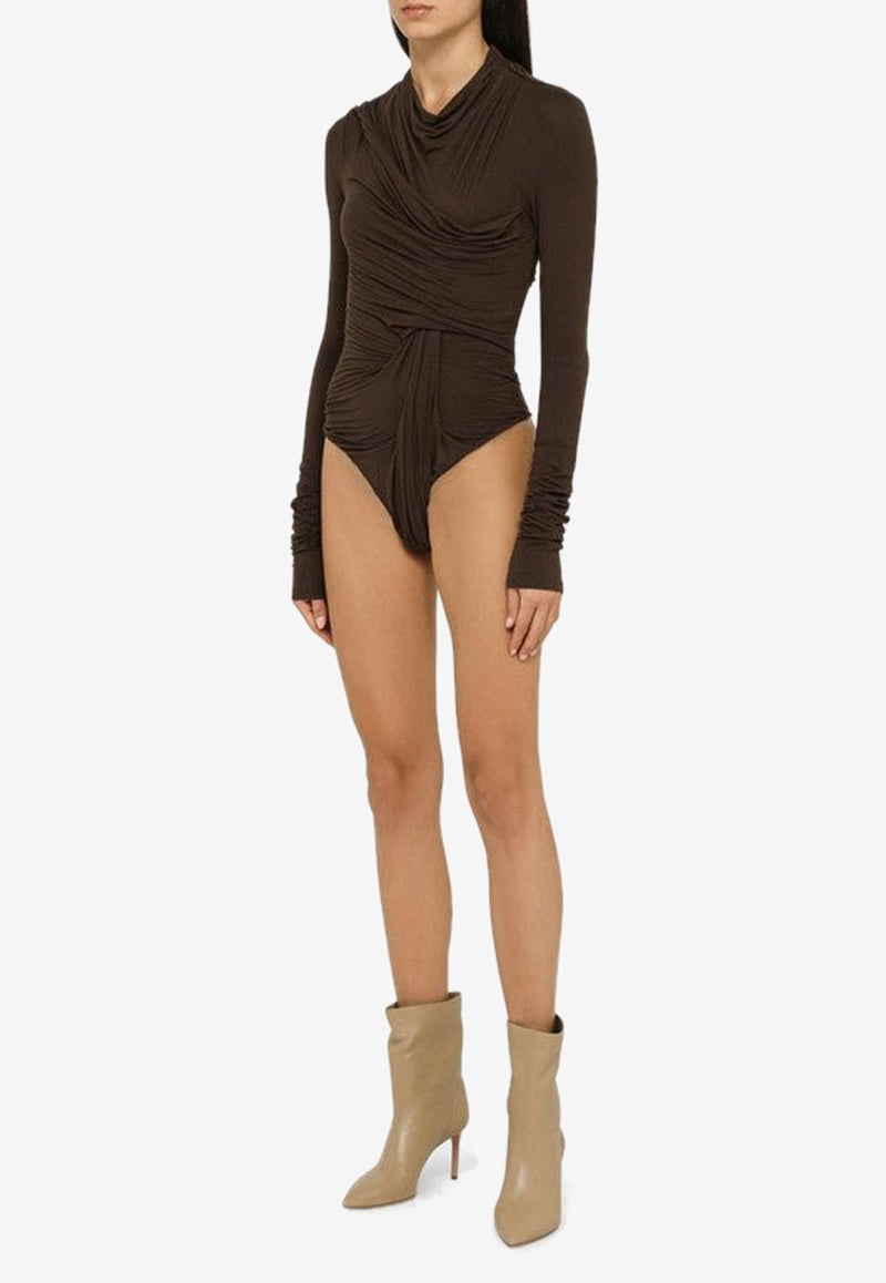 Draped Long-Sleeved Bodysuit