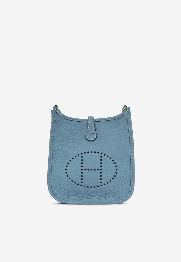 Mini Evelyne 16 in Bleu Jean Clemence Leather with Gold Hardware
