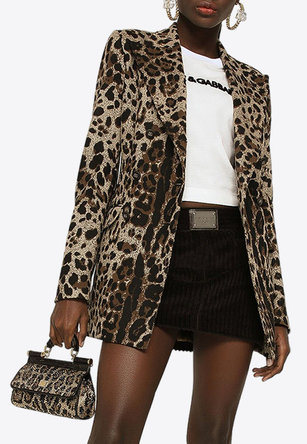 Double-Breasted Leopard Print Blazer