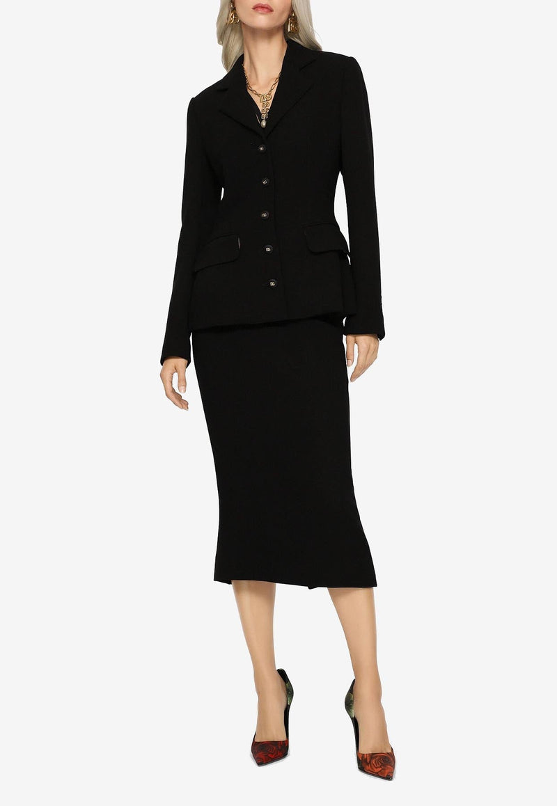 High-Waist Wool Pencil Skirt