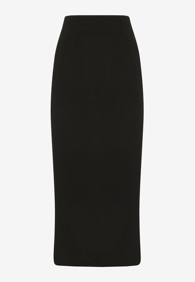 High-Waist Wool Pencil Skirt