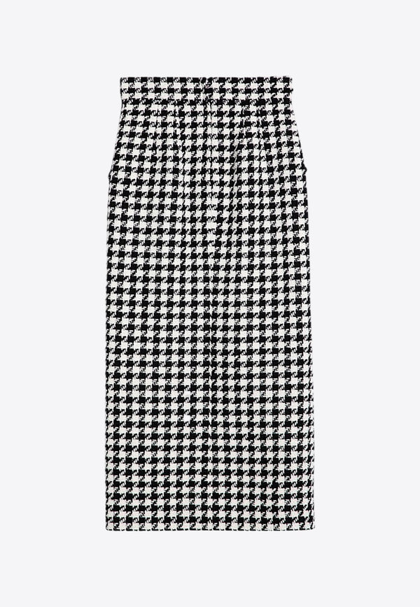 Macro-Houndstooth Midi Skirt