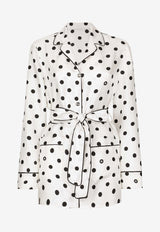 Polka Dot Print Pajama Silk Shirt