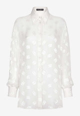 All-Over Logo Silk-Blend Sheer Shirt