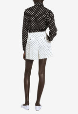 Polka Dot Print Cropped Shirt