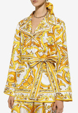 Majolica Print Silk Pajama Shirt