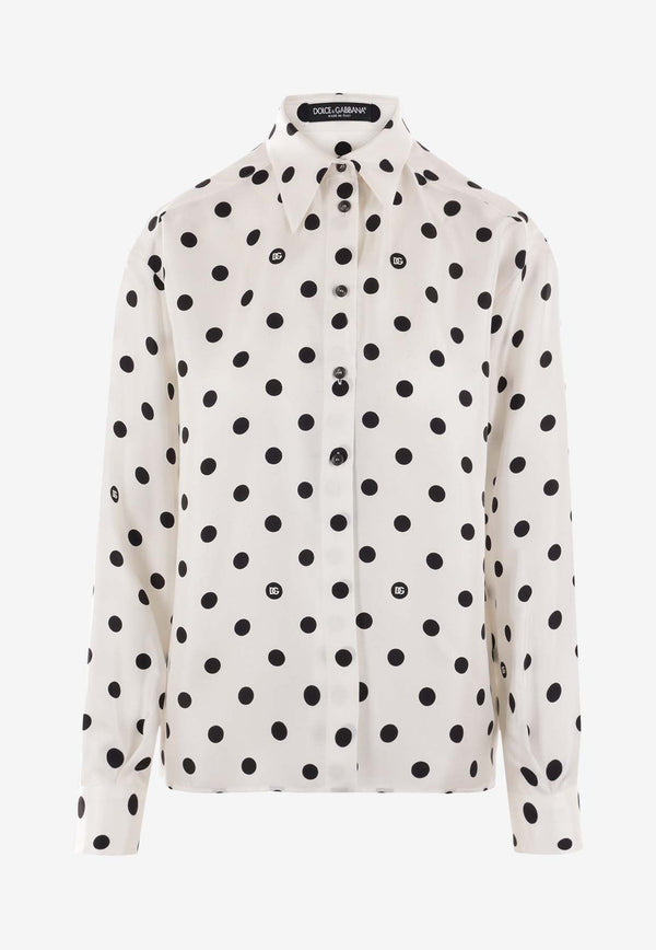 Polka Dot Print Silk Shirt