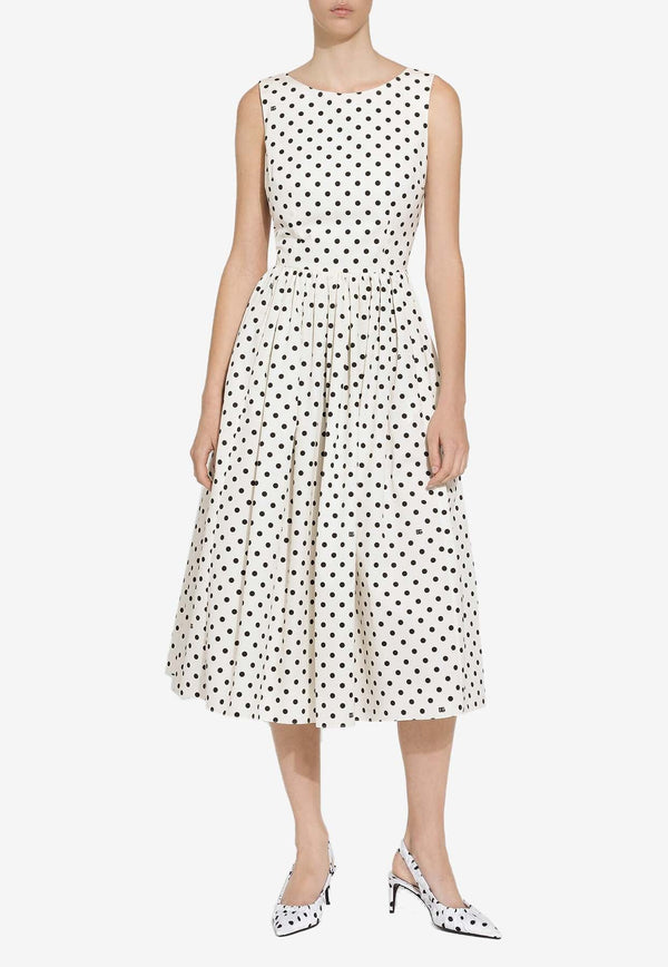 Polka Dot Print Midi Dress