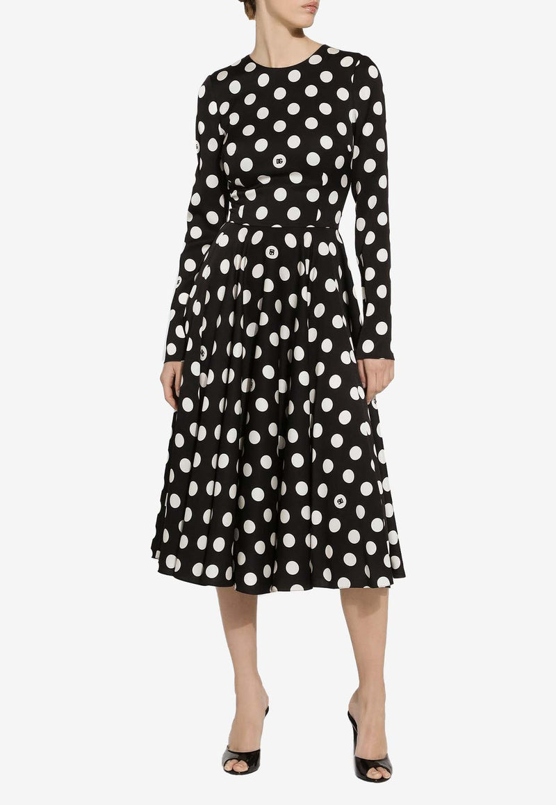 Polka Dot Print Midi Dress