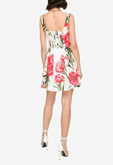 Carnation-Print Mini Poplin Dress