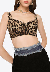 Leopard-Print Bustier Top