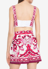 Majolica Print Cropped Top