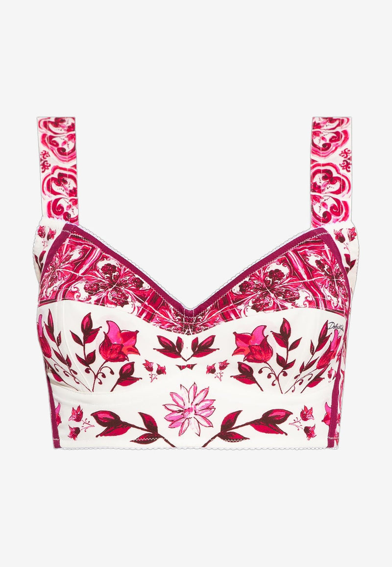 Majolica Print Cropped Top