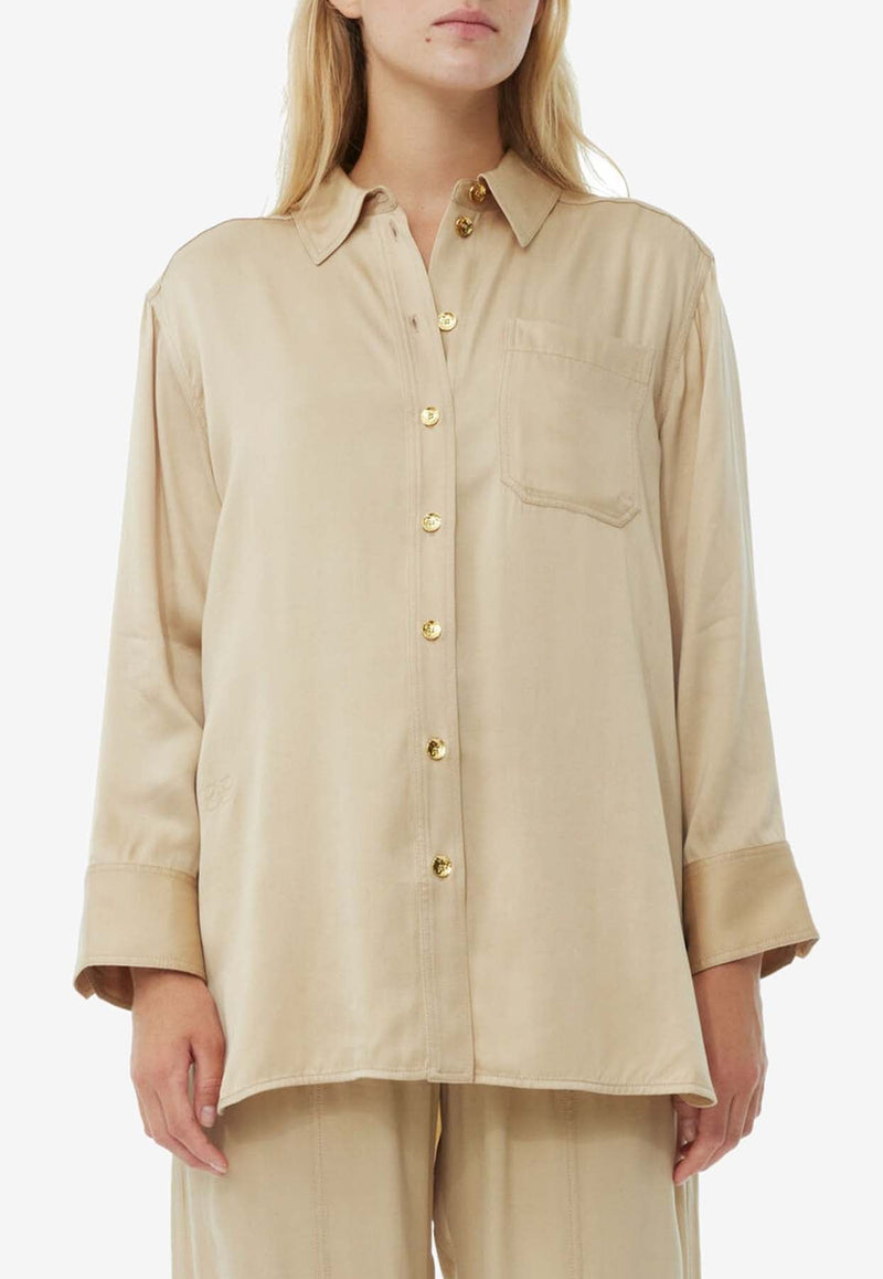 Washed Satin Long-Sleeved Shirt