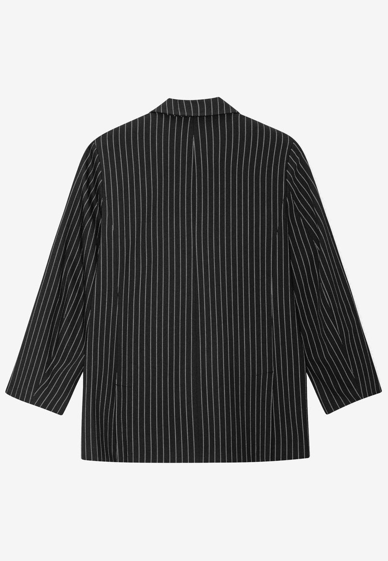 Pinstriped Single-Breasted Blazer