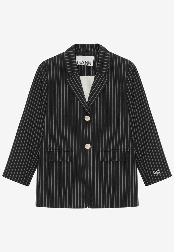 Pinstriped Single-Breasted Blazer