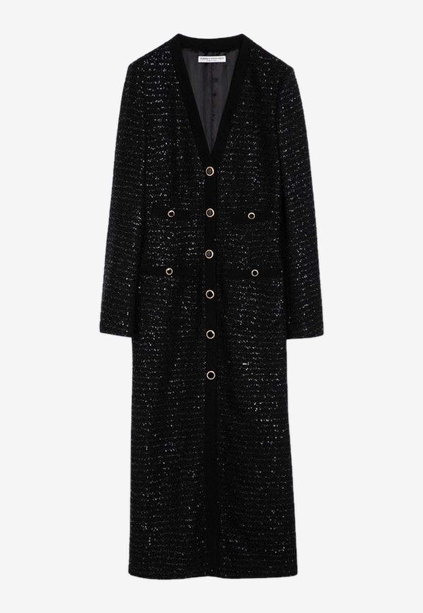 Sequin Embellished Tweed Midi Dress