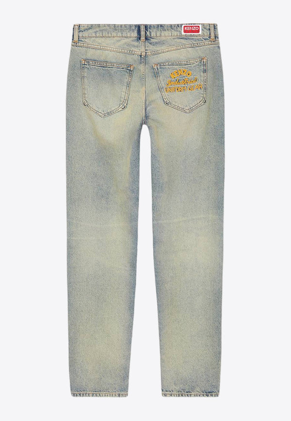 Washed Logo-Embroidered Slim Jeans