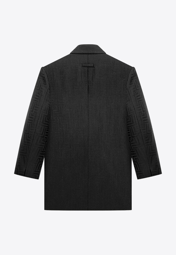 Double-Breasted Wool-Blend Jacquard Blazer