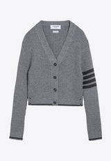 4-bar Stripes Ribbed Knit Cardigan