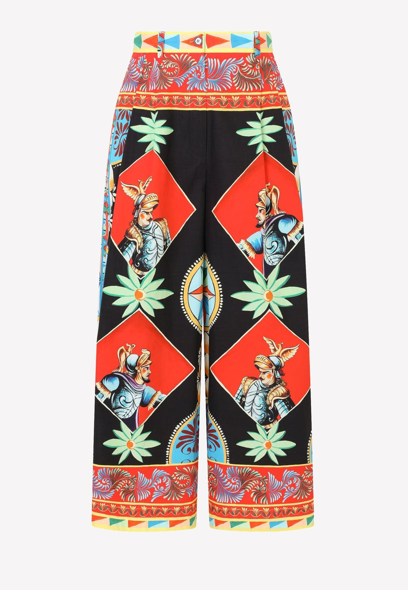 Carretto Print Cotton Culotte Pants