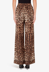 Leopard Print Wide-Leg Satin Pants