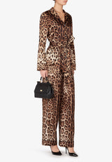 Leopard Print Wide-Leg Satin Pants