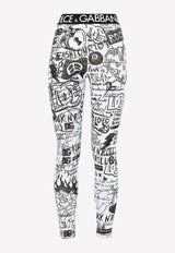 Graffiti Logo Print Leggings