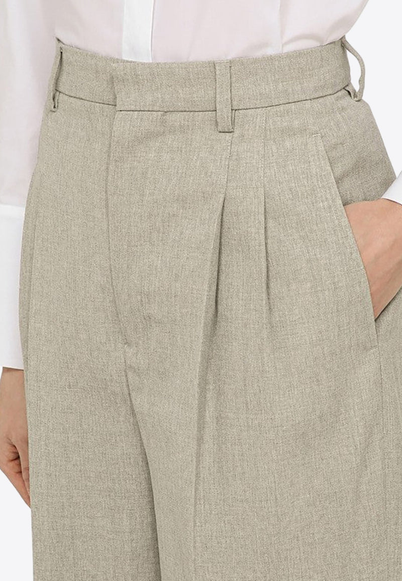 Straight-Leg Wool Tailored Pants