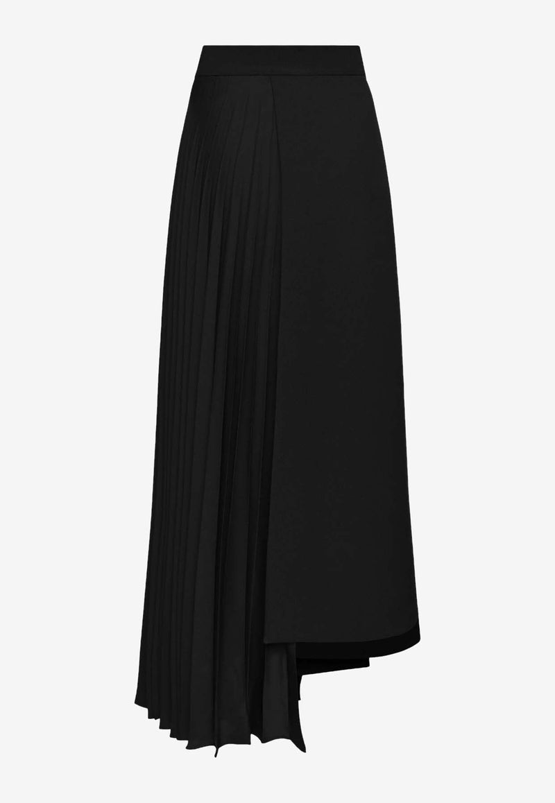 Asymmetric Pleated Maxi Skirt