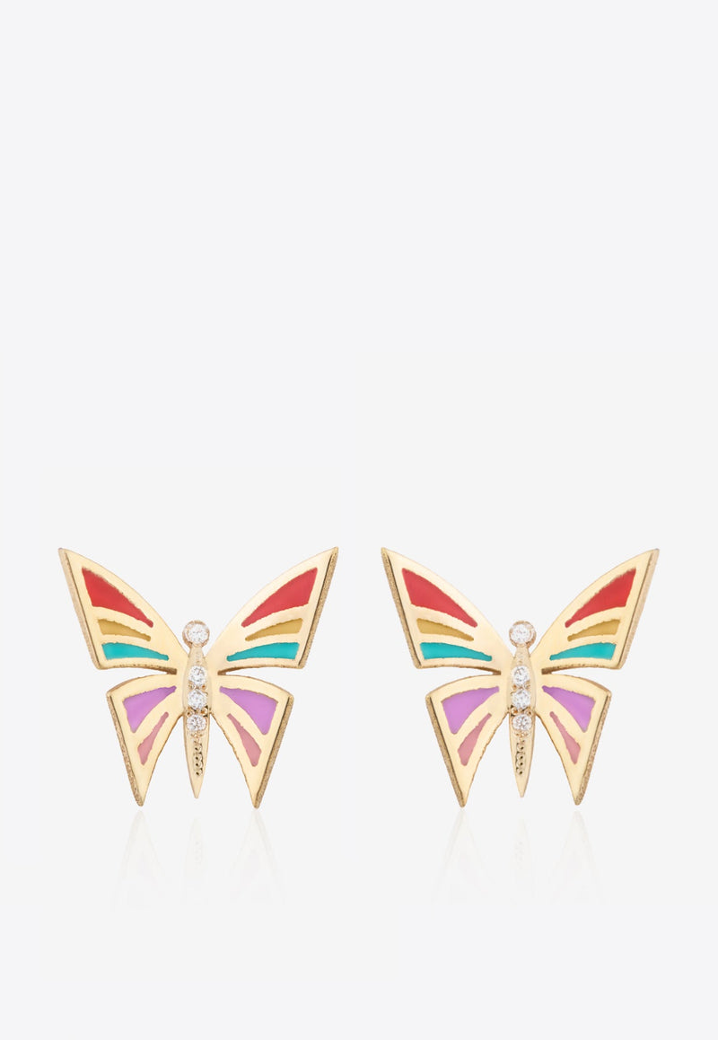 My Dream is to Fly 18-Karat Yellow Gold Stud Earrings with Diamonds