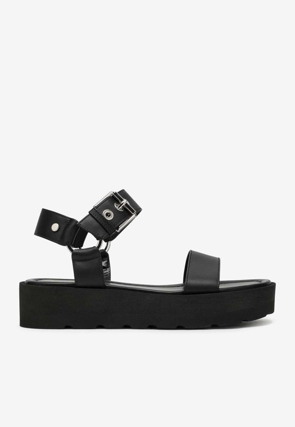 Buckle-Detailed Leather Flatforms