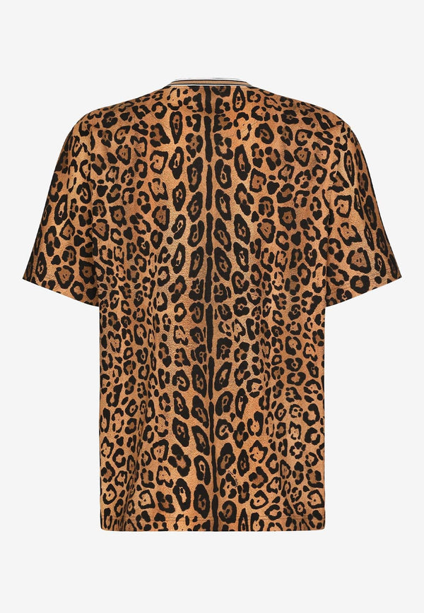 Logo Plaque Leopard Print T-shirt